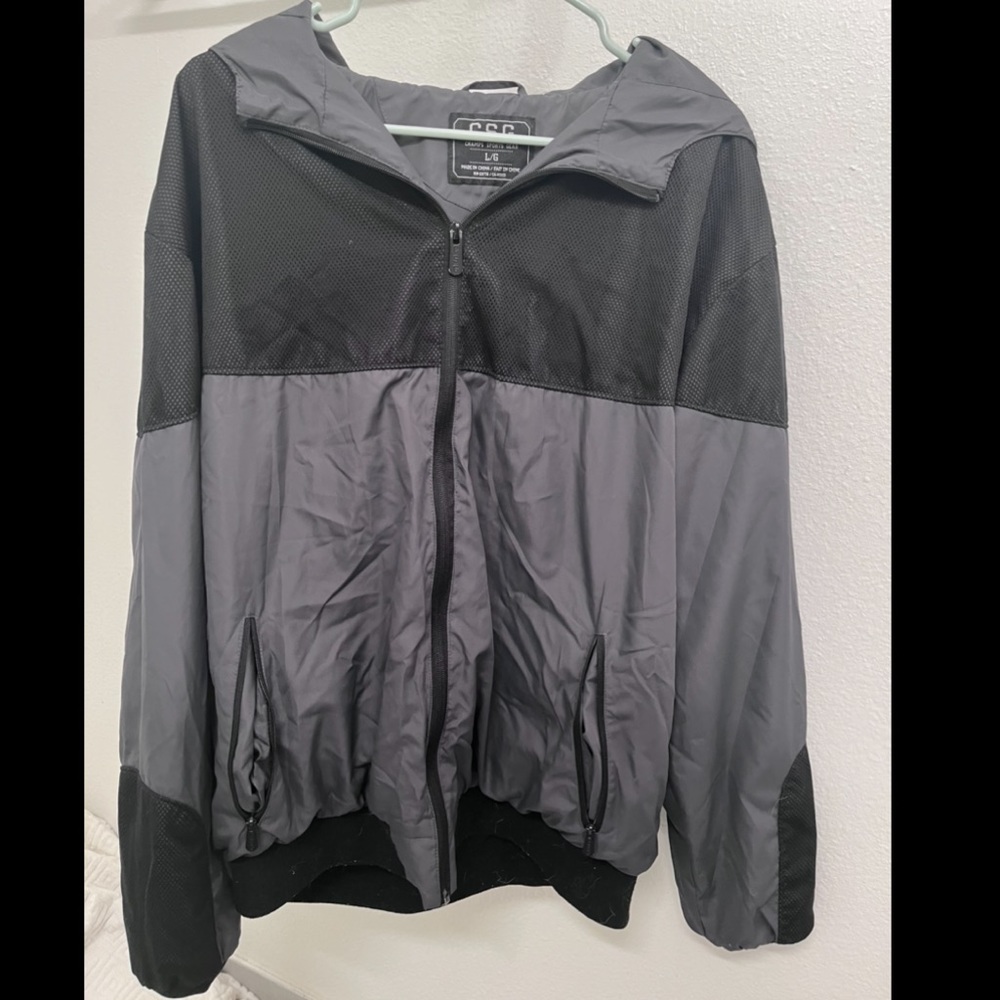 L Black and Grey Windbreaker